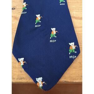 Vintage Andhurst Navy Blue 100% Polyester MCP Pig Patterned Wide Neck Tie